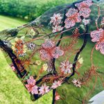 SHEIN Vacay Sheer Floral Mesh Plus Size Top Black Photo 6