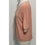 JM Collection Puff Sleeves Tee Shirt Top V-Neck Stretchy Pink Sunstone Small Photo 4
