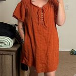 Wishlist Kayla Dress Size Medium Brick Rust Orange 100% Cotton Natural Fibers Photo 3