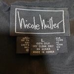 Vintage 90s Nicole Miller Silk Vest Australia Pattern Black Blue Red NEW Large Photo 10