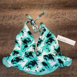 Nicole Miller Pom Pom Swimwear Teal Floral Halter Bikini Set Women’s Size 10 New Photo 4