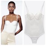 ZARA White rhinestone corset embroidered bodysuit top blouse Photo 1