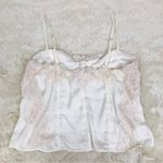 Free People  Neon Nights Lace Trim Satin Cami Camisole Cream Large Coquette Boho Photo 3