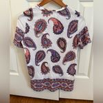 Tory Burch Dapper Paisley Print T-Shirt White Size S Short Sleeve Pima Cotton Photo 6