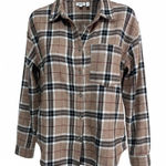 BKE Womens Plaid Long Sleeve Button Up Shirt Brown Black White Red Size S Photo 0