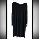 Eileen Fisher Dress Black Charcoal Colorblock Pockets Silk Lagenlook Photo 3