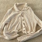 Jessica Simpson  Cream Cable-Knit Cardigan Sweater Photo 0
