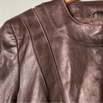 Bernardo  Bronze Metallic Zipper Leather‎ Jacket Womens Size Large Photo 2