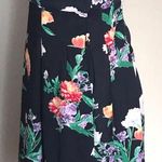 New York & Co. Navy Floral Strapless Dress Photo 2