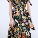 ZARA Floral Print Poplin Midi Dress Photo 2
