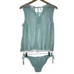Victoria's Secret Vintage  Aqua Lace Mesh Panty Set Open Back Photo 1