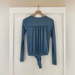 Free People  Turnt Sheen Long Sleeve Slinky Bodysuit in Blue Metal Size S Photo 5