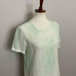 Equipment Femme Top Short Sleeve 100% Silk Reptile Snake Print Green Cream Photo 1