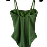 Shade & Shore NEW Green One Piece Swim Suit Crinkle Knit Size Medium Adjustable Photo 2