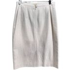 Vintage Escada Pencil Skirt Womens US 10 Cream Micro Dot Silk Blend Quiet Luxury Black Photo 2
