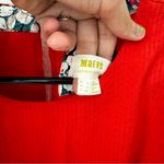 Maeve Anthropologie Red Floral Trim Textured  Rousseau Flounced Dress 2 Photo 7