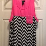Justify Neon Pink & Black & White Chevron Tank Top 1X Photo 0