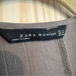 ZARA Taupe Pleated Zip Front lightweight swing jacket size Medium Photo 6