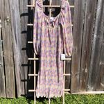 ASOS DESIGN Tall plisse long sleeve bust detail dress blue ditsy floral 12 Tall White Photo 4