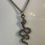 Silver tone snake necklace w/clear rhinestones necklace set of snake earrings Photo 1