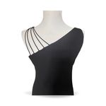 Evan Picone  Women's black open strap one shoulder 90's evening dress Sz 10P Photo 3