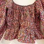 ZARA  Top Women Size Small Pink Floral Poplin Blouse Boho Fit Flare CottageCore Photo 4