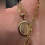 10K pure paperclip necklace with Virgin Mary pendant 🤍 Gold Photo 8