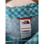 The North Face  Teal Check Pattern Vapor Wick Short Sleeve Blouse Women's Large Photo 2