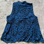 Vince Camuto  Women's Sleeveless‎ Blue Zebra Print Ruffled Blouse Size Large Photo 7