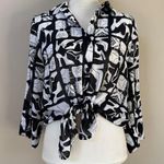 Alfred Dunner shoes purses accessories novelty print button down blouse 10 Black Photo 0