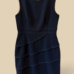 Connected Apparel Navy Sheath Dress Tiered Hem Size 12 Photo 0