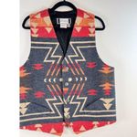 Stark Womens Vest Gray V Neck Slim Fit Waistcoat Wool Southwestern Aztec Large Orange Photo 4