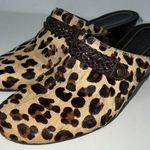 Cole Haan  Womens Calf Hair Leopard Print Shoes Size 8.5 Wedge Heels Clogs D25984 Photo 0