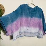 Free People NEW  After Midnight Washed Tee Blue Ombre Oversize Boho Y2K 90s Lg Photo 6