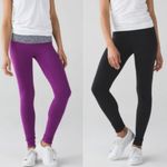 Lululemon Wunder Under Reversible Leggings Black Regal Plum Miss Mosaic Size 4 Photo 1