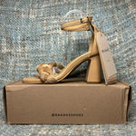 Kaanas  Soho Chunky Velvet Braid Heel with Ankle Tie in Caramel Photo 0