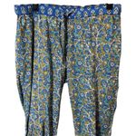 Sundance  Pants Sz XS Blue Green Pull On Cropped Floral Boho Cottage Core Cotton Photo 1