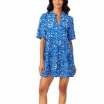 Sugar Lips Lulu Dixie Dress Mini Shift Blue Floral Cotton Women’s Size Medium Photo 11