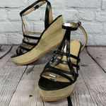 Kenneth Cole Wedge Sandals Black Leather Straps Buckle - Two sizes R8.5 L9 Photo 0