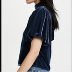 Free People BLUE Claudia Velvet Mock Neck short sleeve bohemian Top Size XS Photo 2