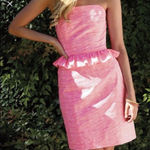 Lilly Pulitzer  Lowe Fiesta‎ Pink Pretty Gingham Strapless Peplum Dress Sz 4 Photo 0