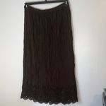 Chico's Brown Crinkle Maxi Skirt with Lace Detail size 1 (US Medium) Photo 3