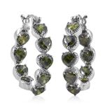 Stainless Steel Simulated Diamond Avocado Green Peridot Inside Out Hoop Earrings Photo 2