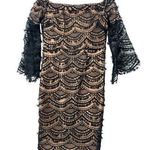 Bariano Luminier by S Off Shoulder Lace Short Dress Bell Sleeve Cocktail Women Photo 0