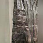 No Boundaries NWT  Size XS Silver Metallic Relaxed Fit Wide Leg Cargo Pants Photo 3