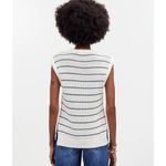 Madewell NWT Puff-Trim Sweater Vest in Stripe In Bright Ivory Size Large Photo 2