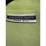 Amanda Smith Vintage  100% Silk lime green High Neck Sleeveless Blouse Size M Photo 5