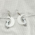 Black Cat Moon Dangle & Drop Earrings, Mother's Day Gift, Cat Earrings, Cat Photo 2