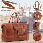 Leather Travel Duffel Bag for Women Men, Large Weekender Overnight Bag with Shoes Compartment, Waterproof Carry On Bag Travel Tote Bag Gym Bag with Luggage Strap (Brown) Photo 3