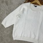 Vince Jacquard Pullover Sweatshirt 3/4 Sleeve Textured Cotton Blend White Size L Photo 4